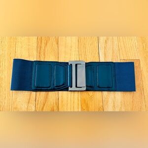MNG Mango Dark Blue Chunky Belt with Silver Buckle